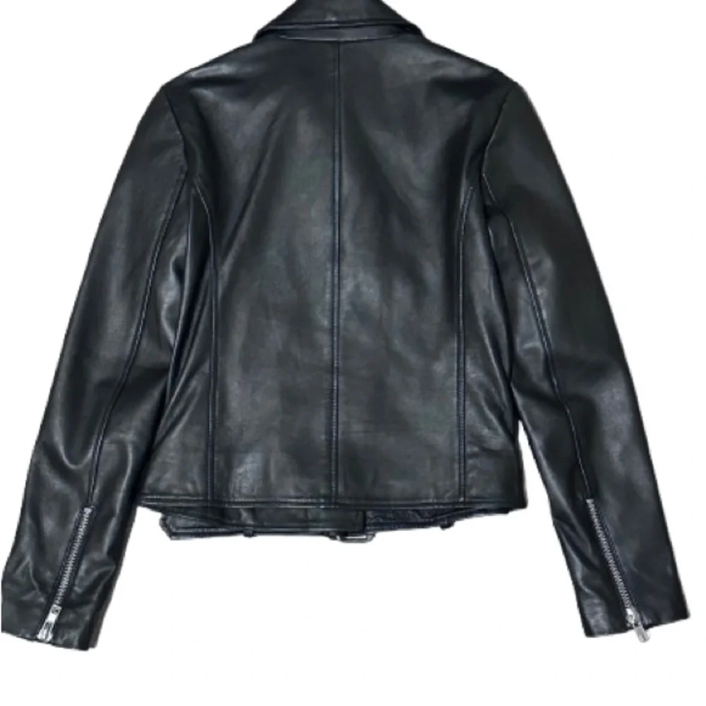 Walter Baker Liz Black Lamb Leather Moto Jacket with Silver Hardware